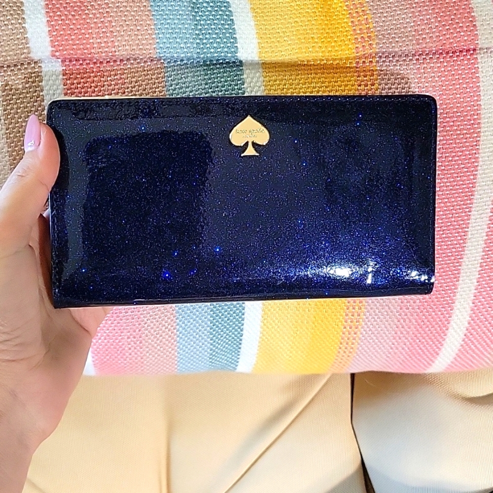 Kate Spade wallet in glittery dark blue